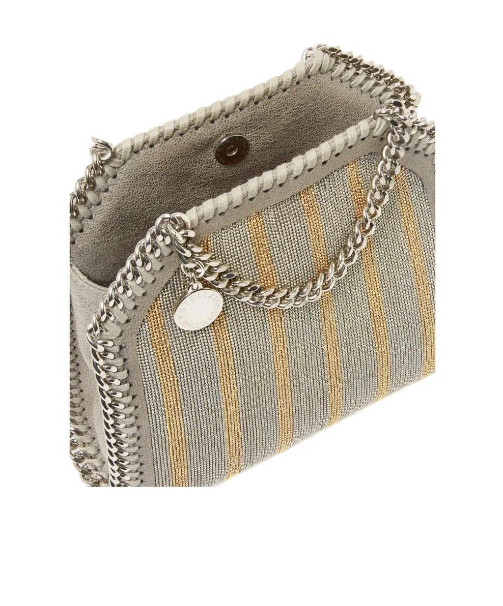 Stella Mccartney Falabella Metallic Chain-Embroidered Tiny Tote Bag