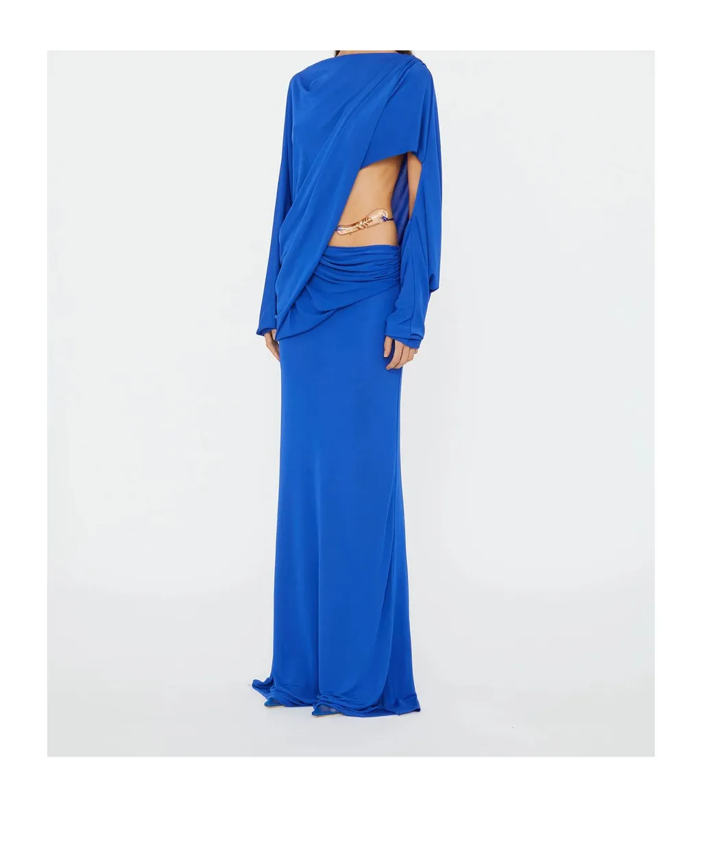 Encased Nature Draped One-Shoulder Dress