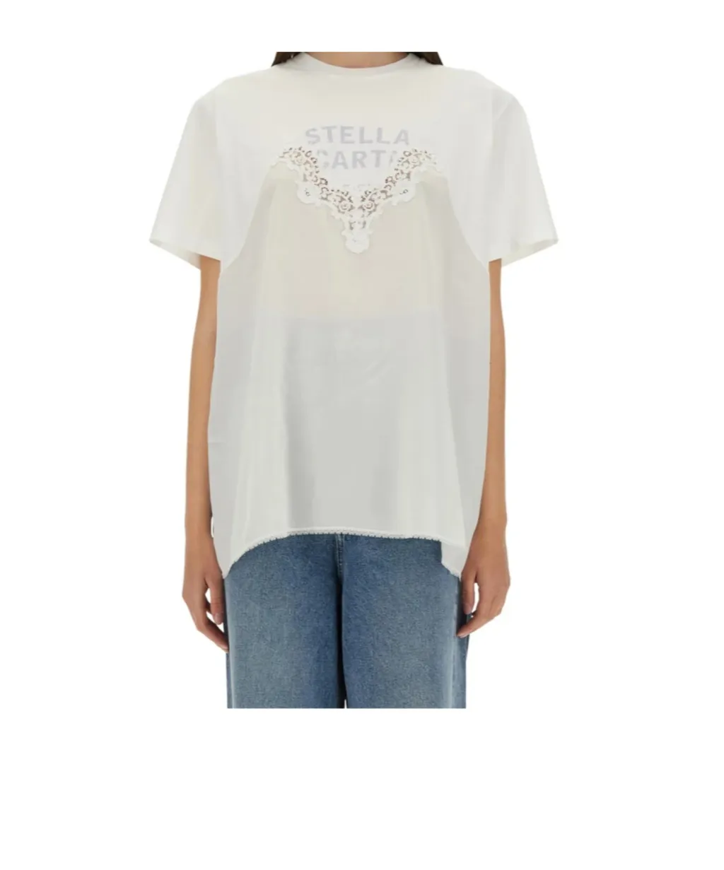 Stella Mccartney Lace-Insert Graphic Boxy T-Shirt