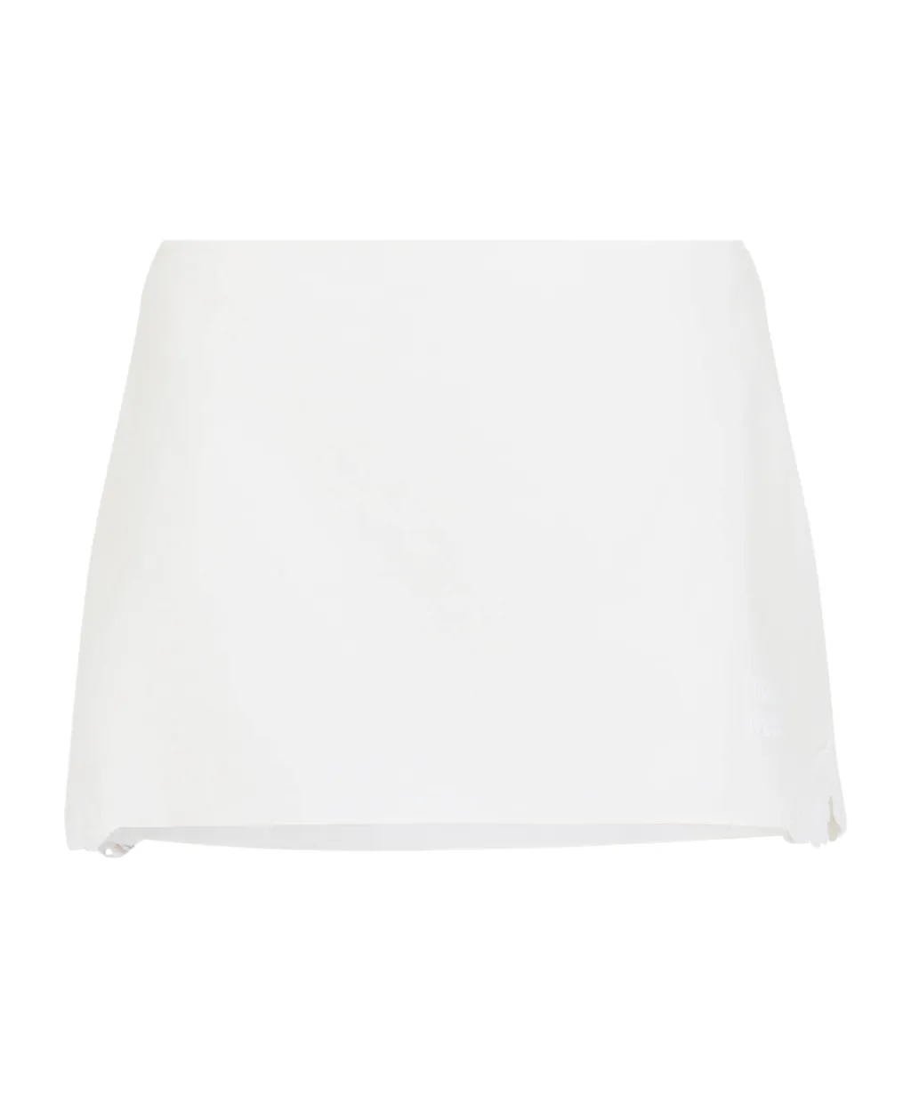 Embroidered Slubbed Canvas Miniskirt