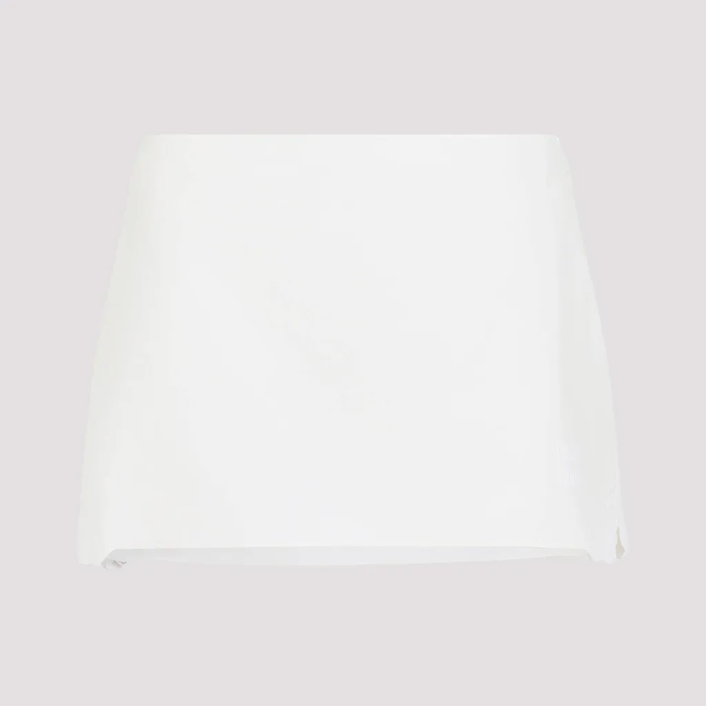 Embroidered Slubbed Canvas Miniskirt