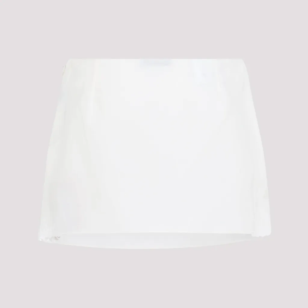 Embroidered Slubbed Canvas Miniskirt