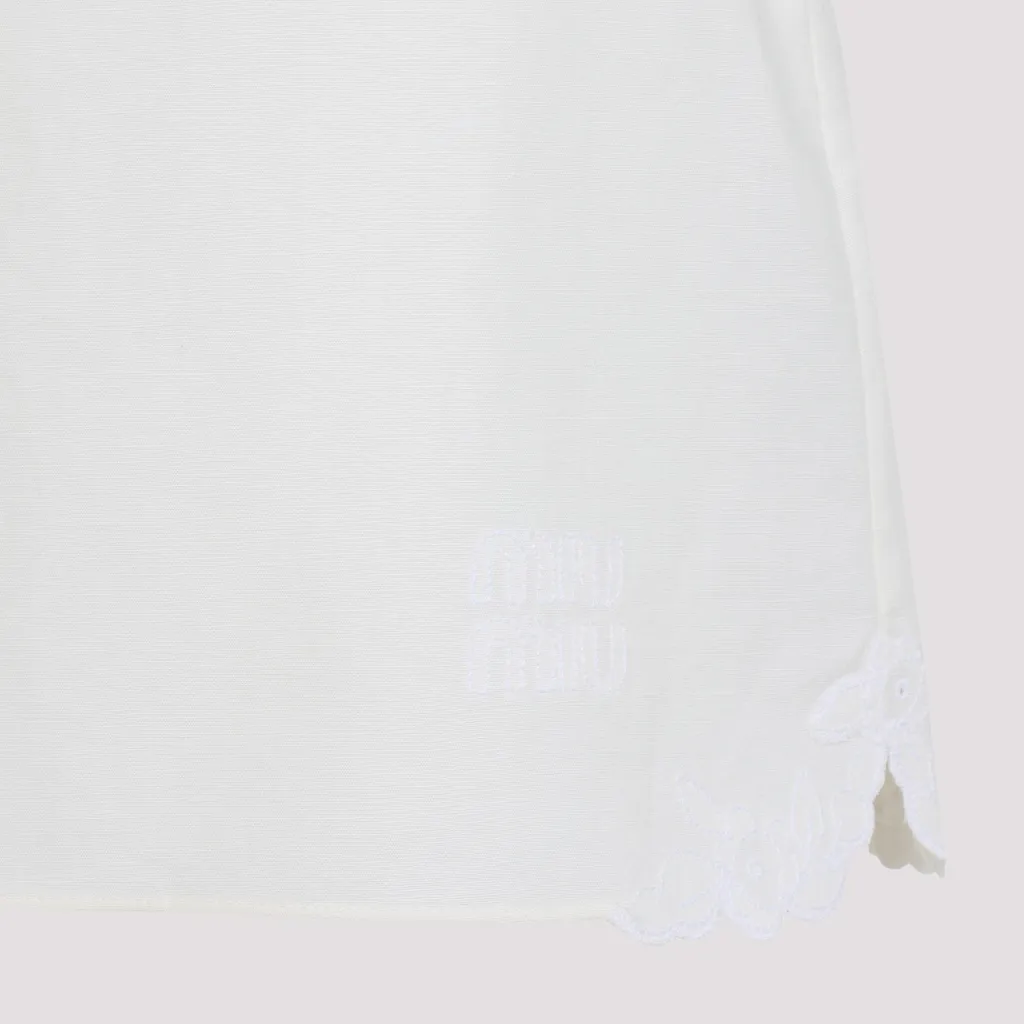 Embroidered Slubbed Canvas Miniskirt
