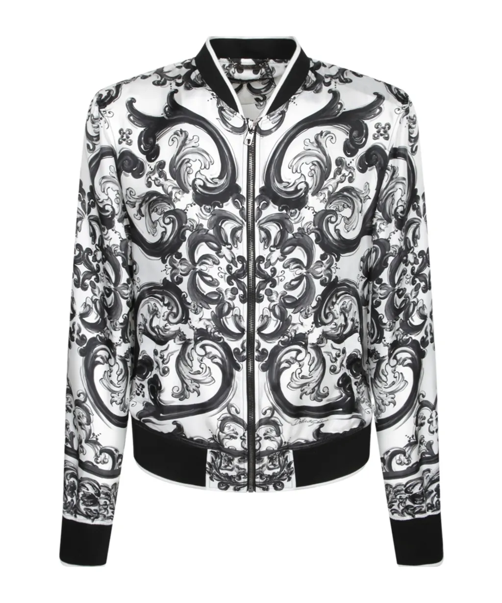 Maiolica Pattern Bomber Jacket