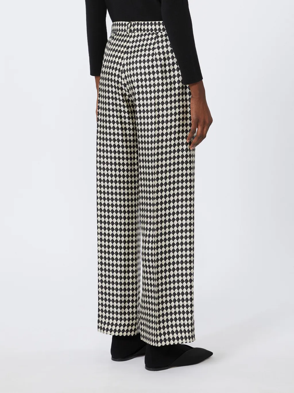 Flared Printed Silk Trousers