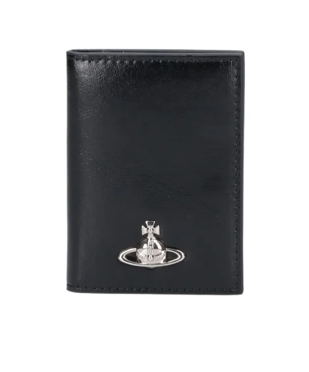 Orb-Plaque Leather Wallet