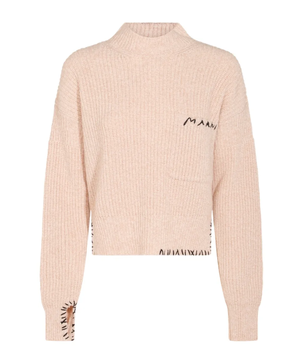 Marni Logo Embroidered Knitted Jumper