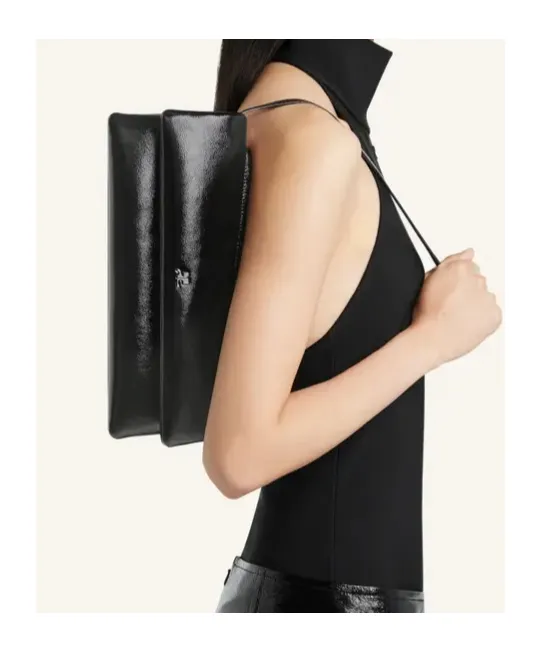 CourrÈGes Cuff Naplack Leather Clutch Bag