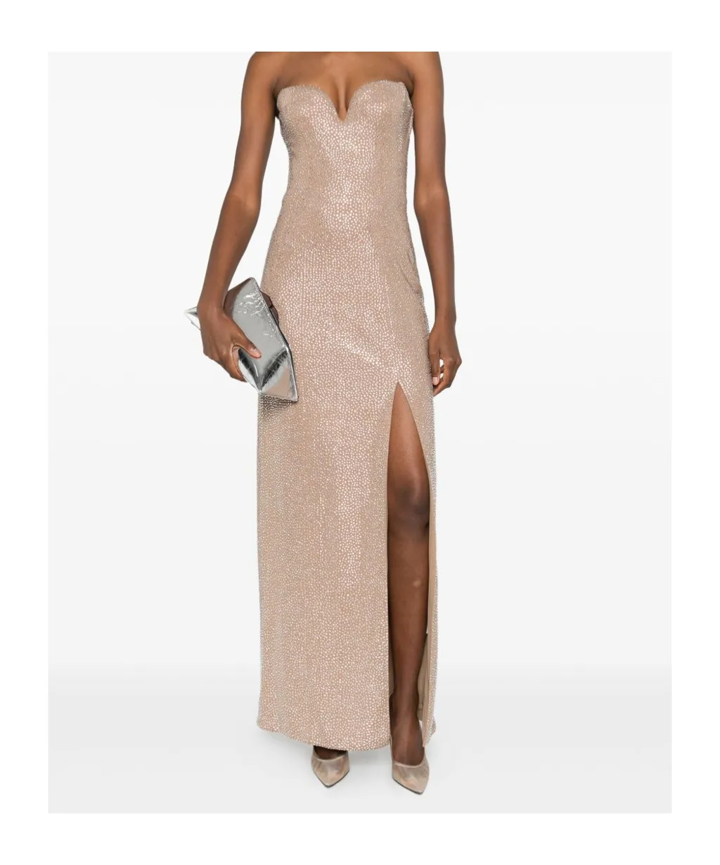 Crystal-Embellished Side-Split Maxi Dress