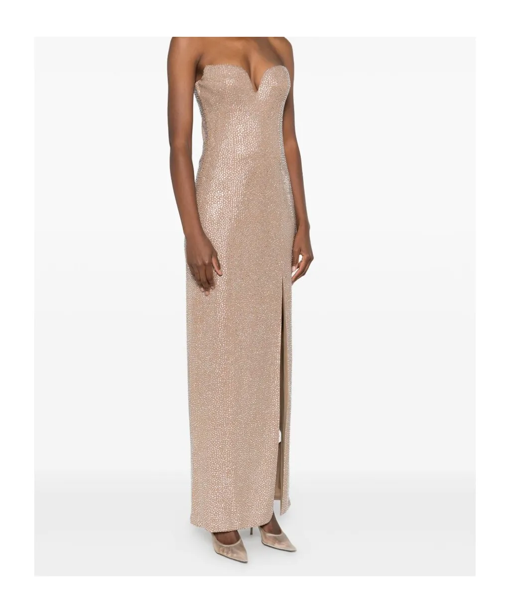 Crystal-Embellished Side-Split Maxi Dress