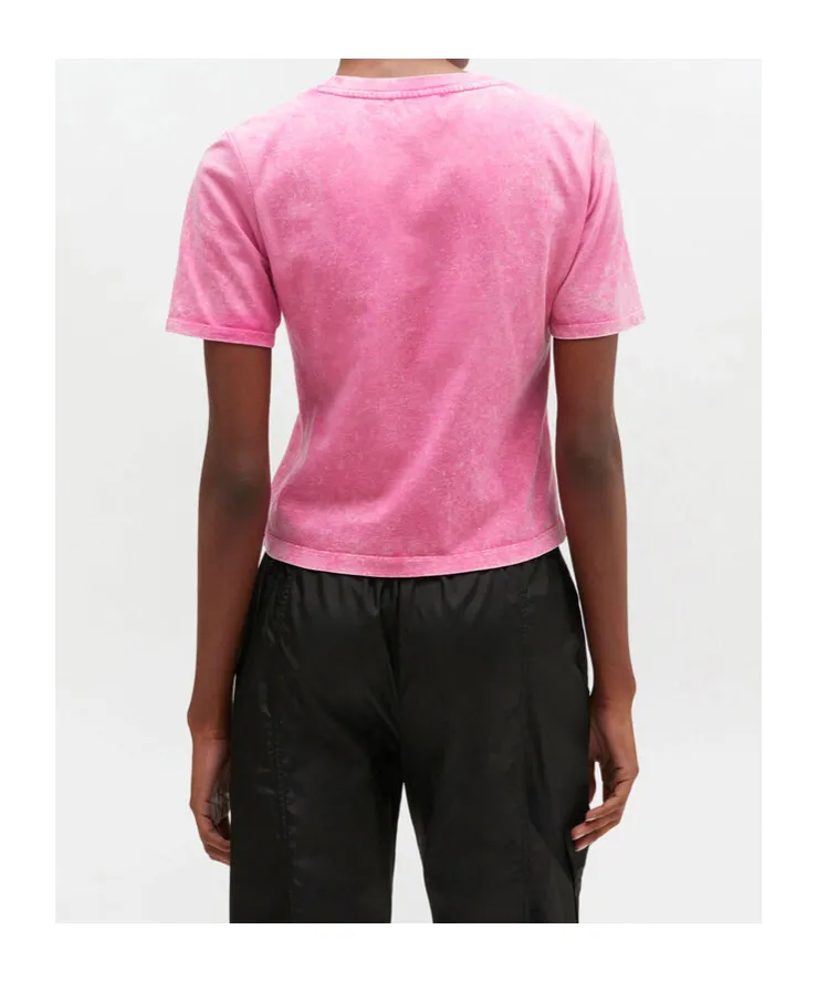 Pink Washed Heart Cropped T-Shirt