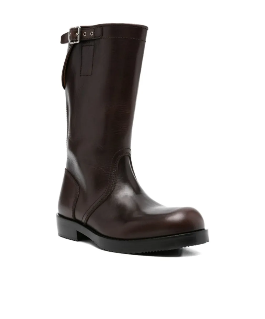 Dries Van Noten Round Toe Buckled Detailed Boots
