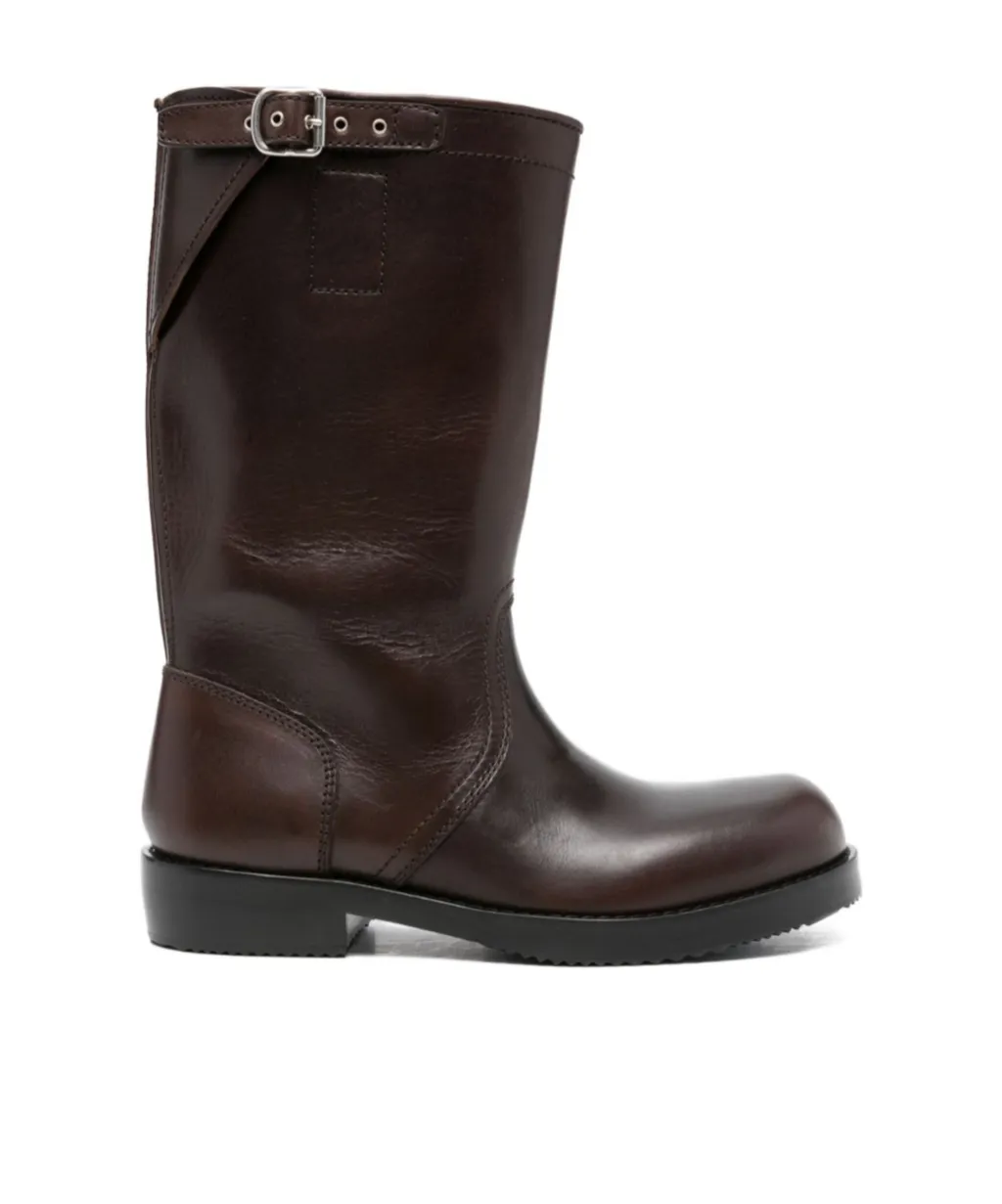 Dries Van Noten Round Toe Buckled Detailed Boots