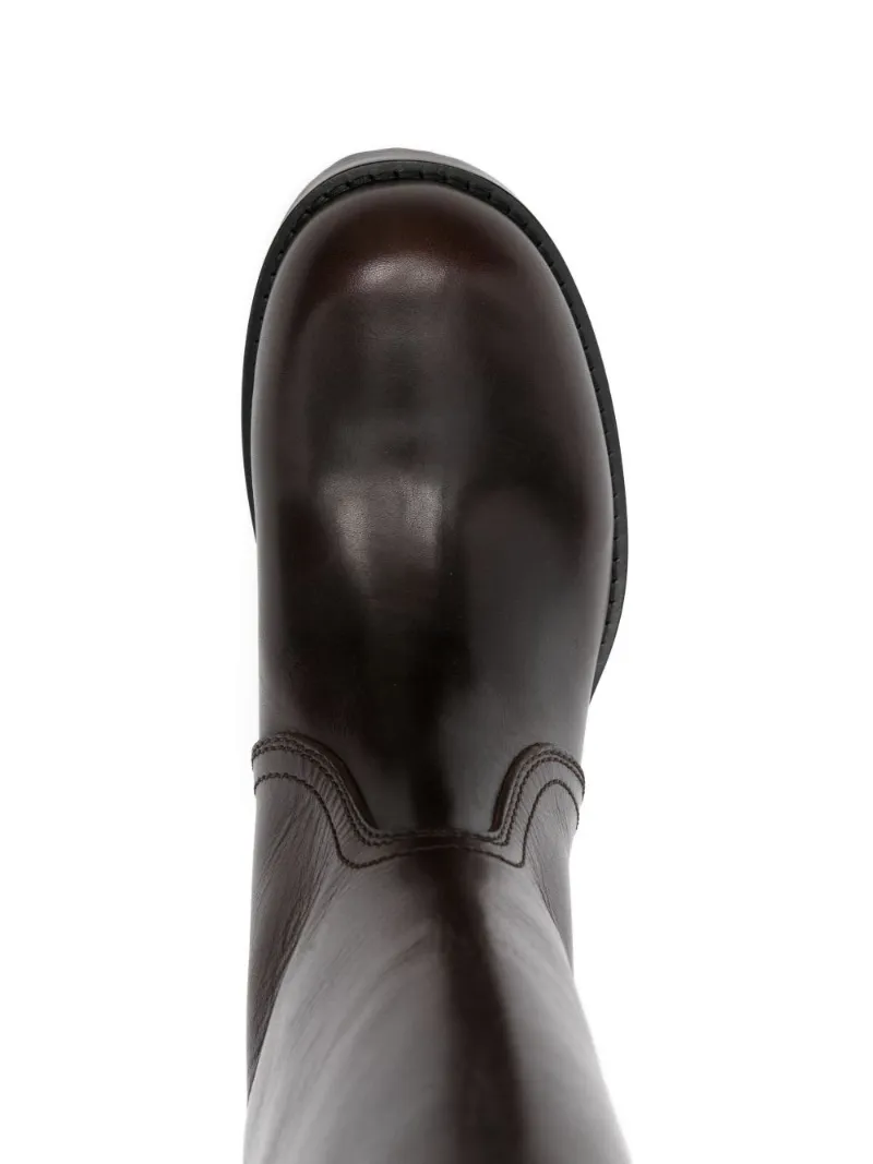 Dries Van Noten Round Toe Buckled Detailed Boots