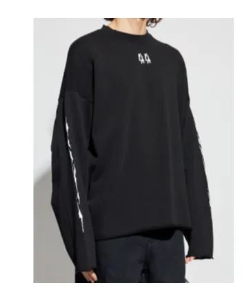Logo-Embroidered Frayed-Edge Sweater