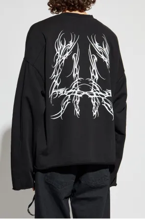 Logo-Embroidered Frayed-Edge Sweater