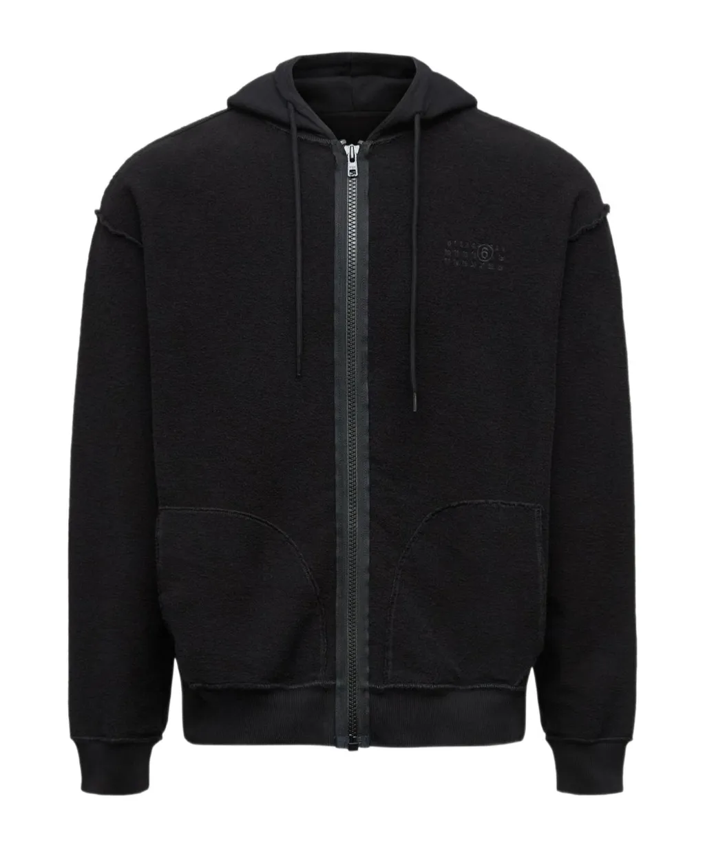 Mm6 Maison Margiela Zip-Up Drawstring Hoodie