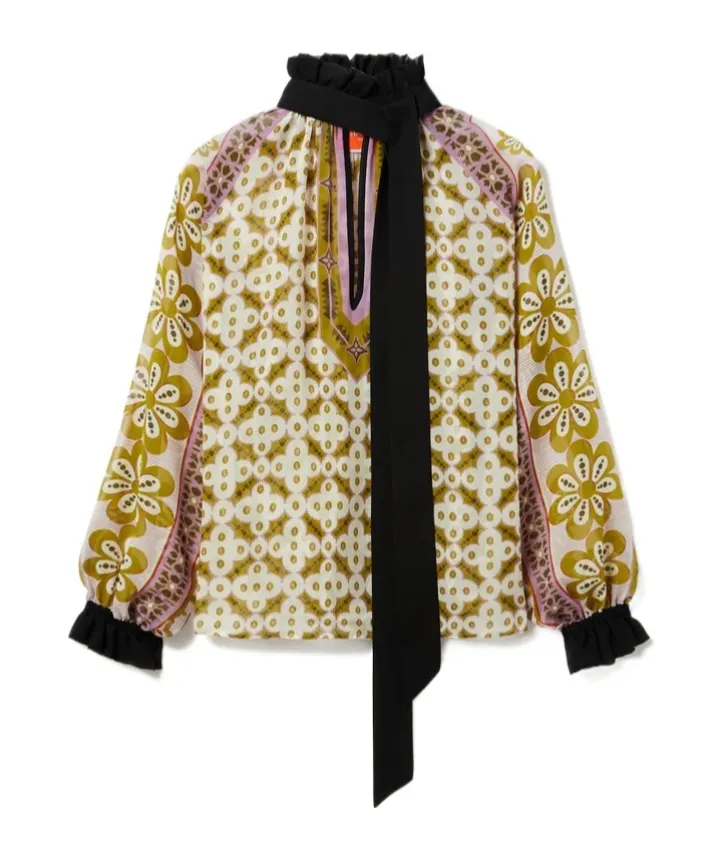 Cerere Ruffled High-Neck Blouse