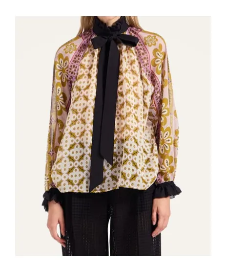 Cerere Ruffled High-Neck Blouse
