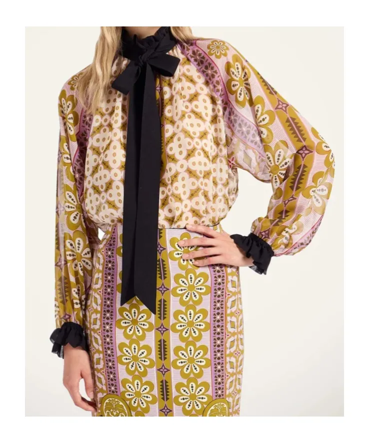 Cerere Ruffled High-Neck Blouse
