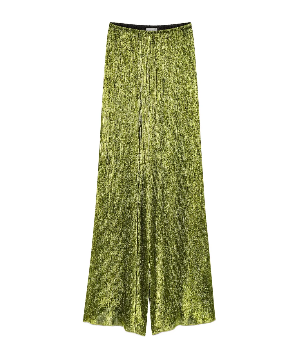 Palazzo Trousers In Froissé Lamé