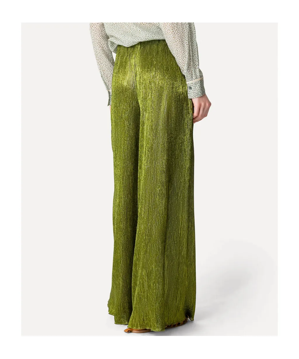 Palazzo Trousers In Froissé Lamé