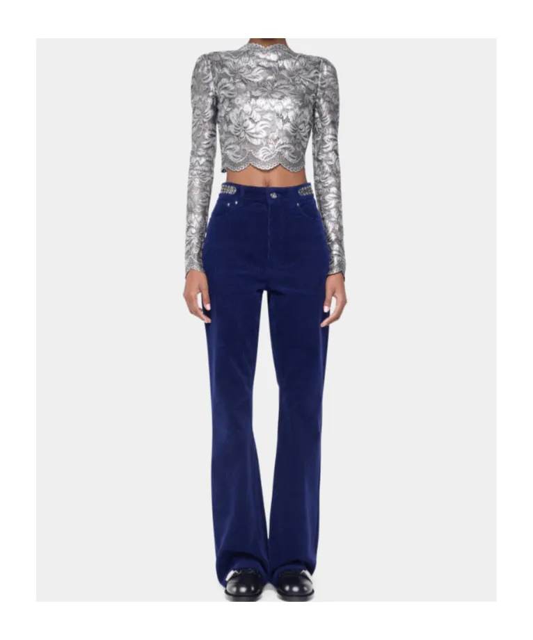 Rabanne Lace Detailed Cropped Top