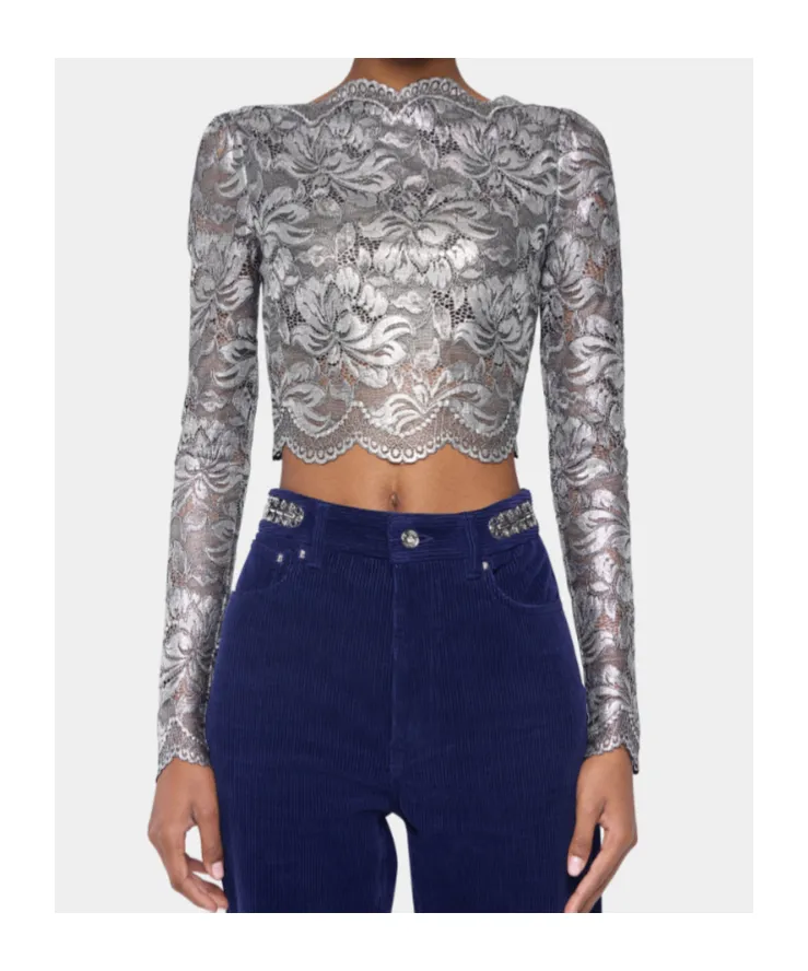 Rabanne Lace Detailed Cropped Top