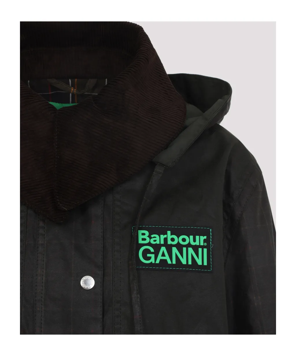 Barbour X Ganni Logo-Patch Hooded Jacket