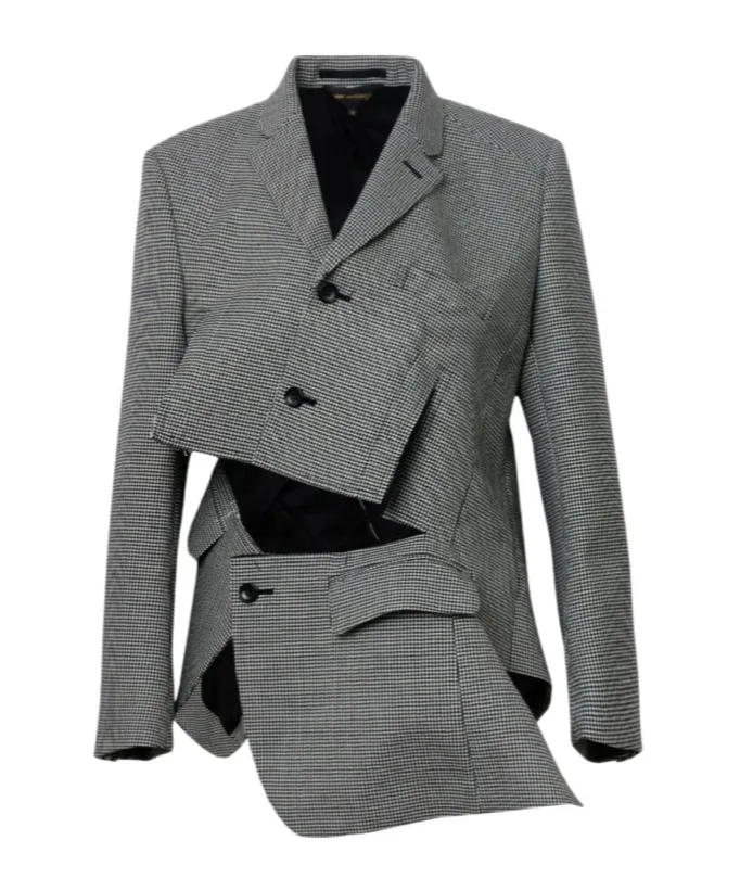 Comme Des GarÇOns Asymmetric Checked Buttoned Blazer