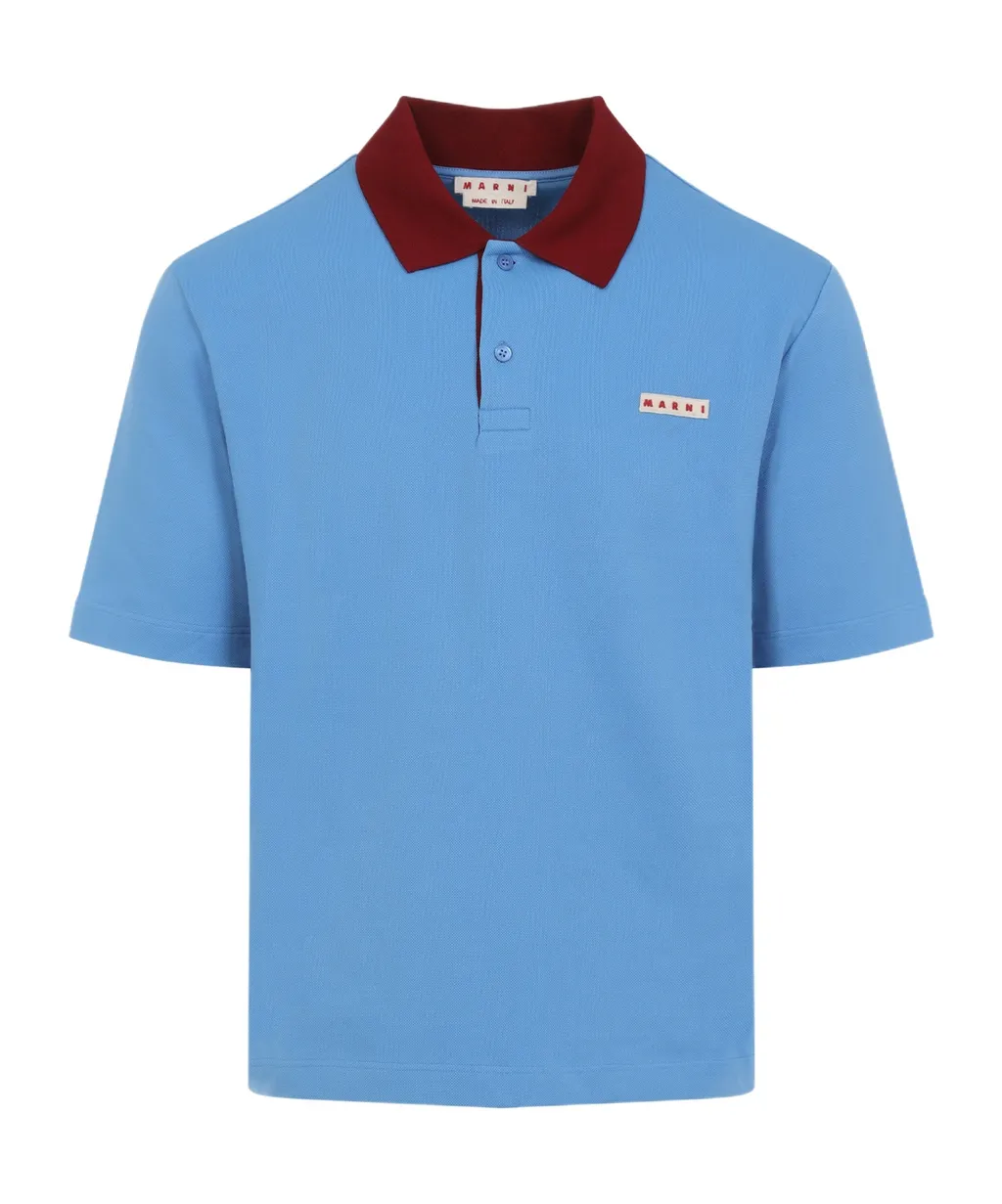 Marni Contrast Collar Piqu Polo Shirt