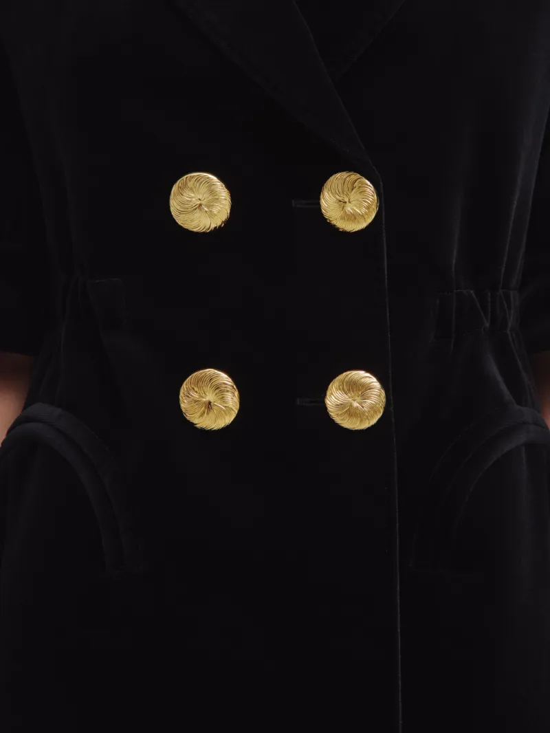 Velvet Double-Breasted Dress