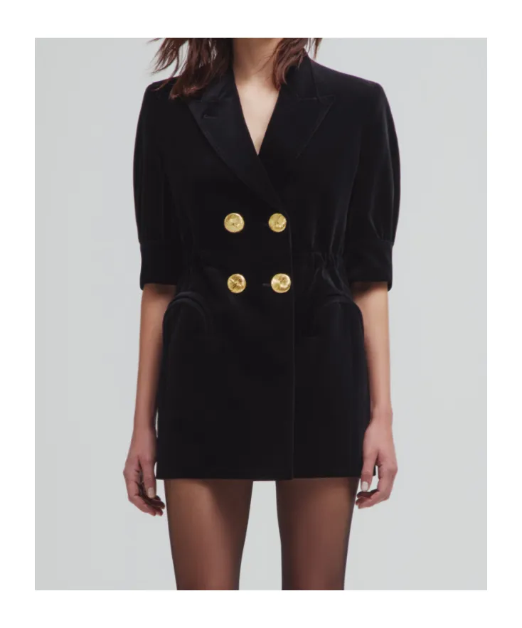 Velvet Double-Breasted Dress