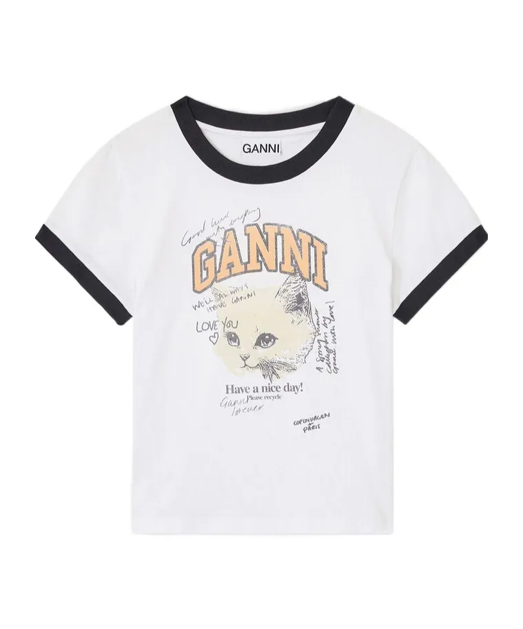 White Cropped Kitty T-Shirt