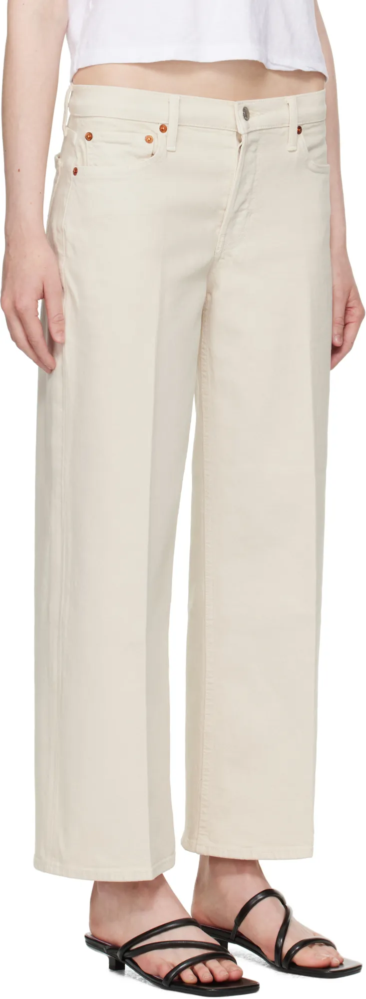 Off-White Comfort Stretch Wide Leg Crop Jeans