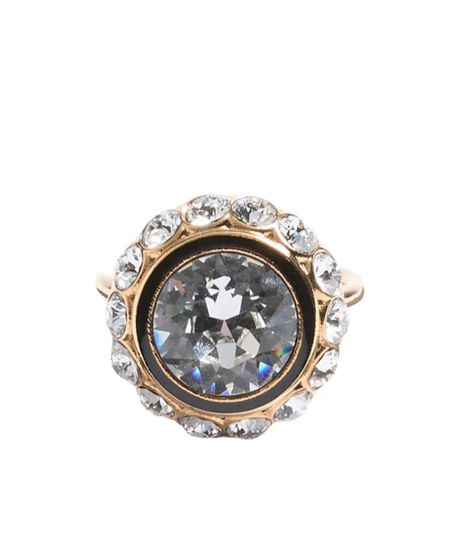 Vlogo Signature Ring In Metal, Enamel And Crystals