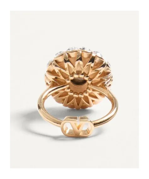 Vlogo Signature Ring In Metal, Enamel And Crystals