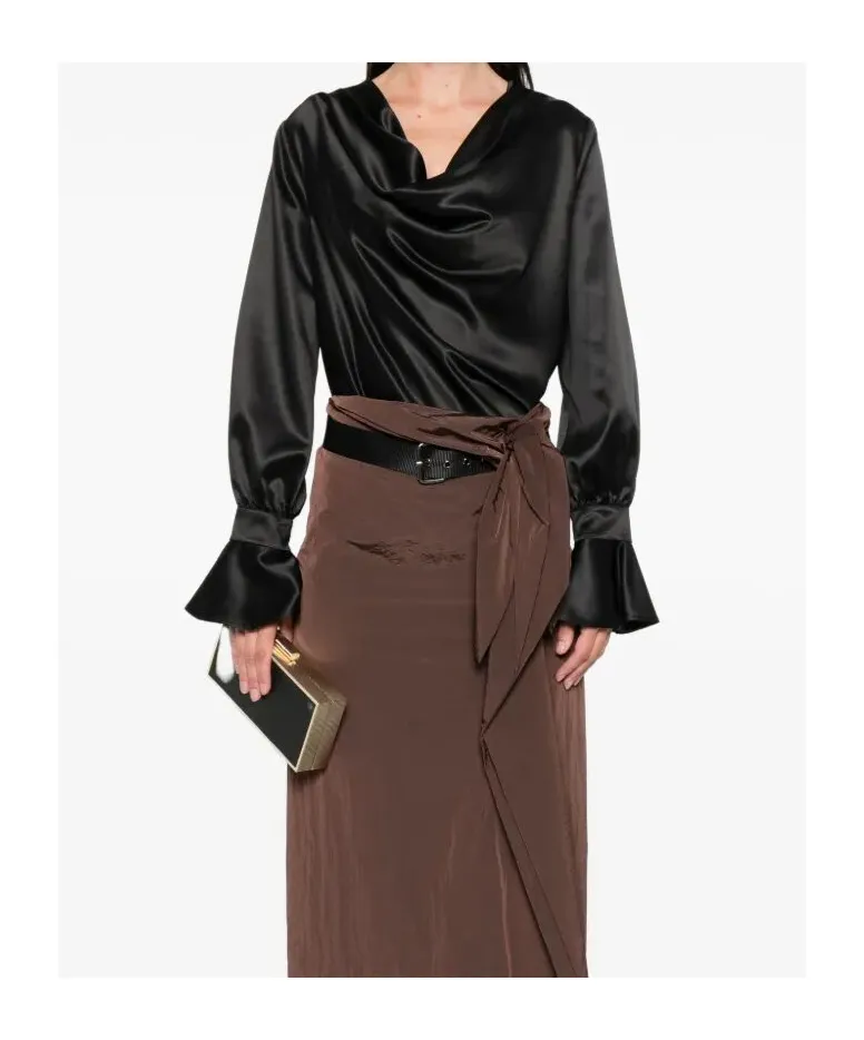 Filipa Cowl-Neck Long-Sleeve Blouse