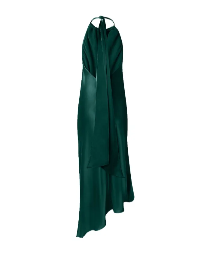 Halterneck Asymmetric Midi Dress