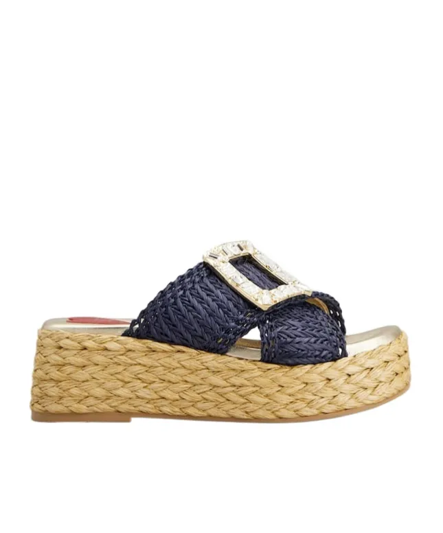 Wedge Mules In Raffia