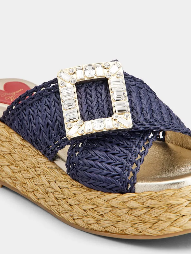 Wedge Mules In Raffia