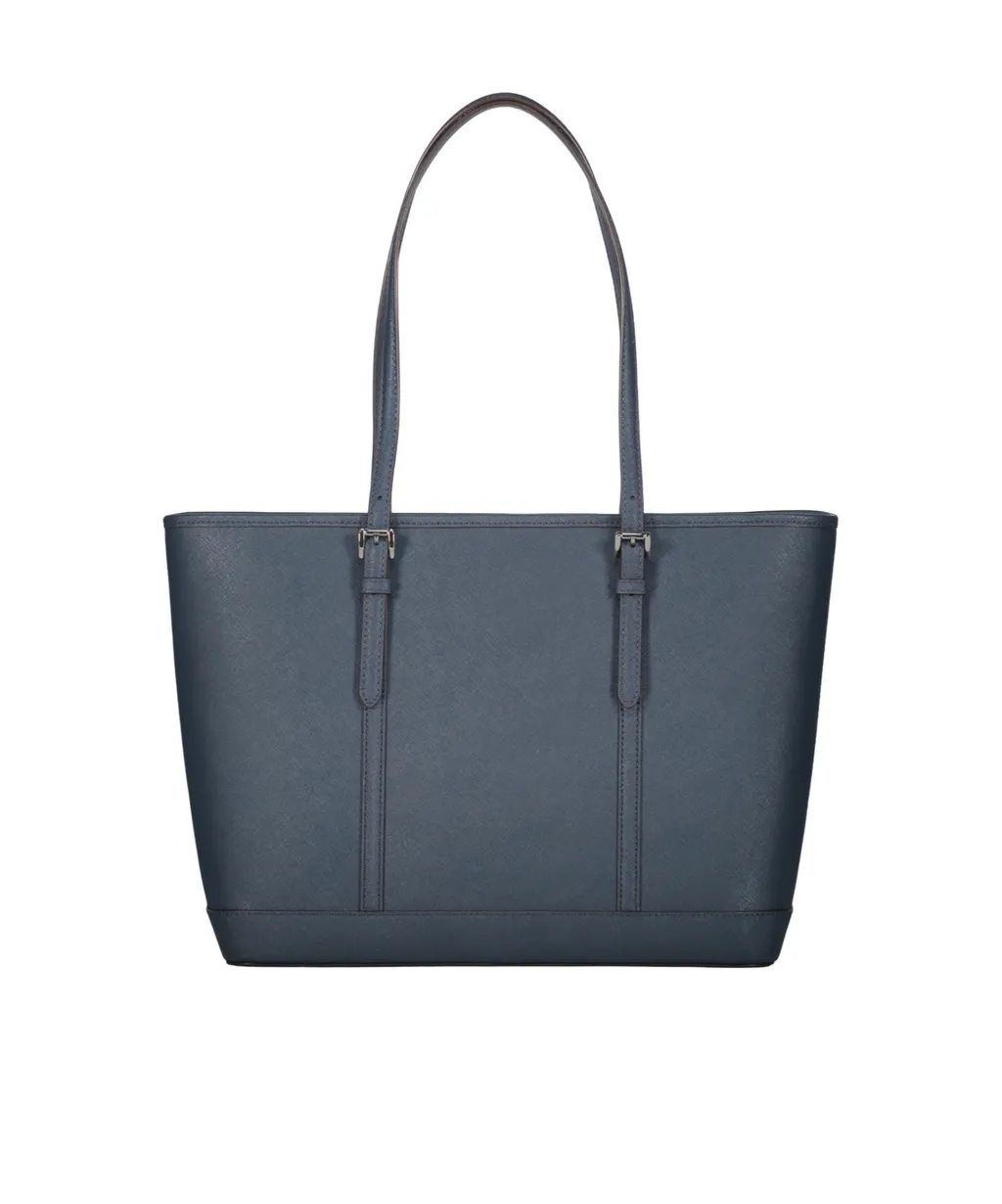 Jet Set Leather Buckle Tote Bag