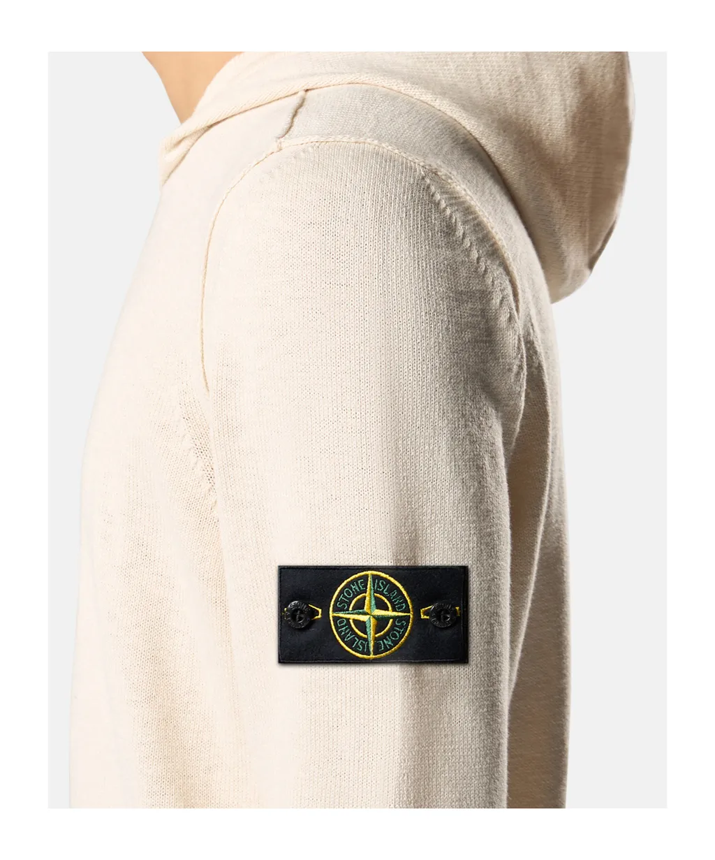 Hooded Jumper With Contrast Bands And Bottom Drawstring
