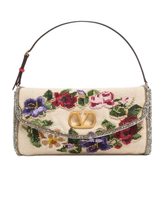 Valentino Garavani Devain Embroidered Small Shoulder Bag