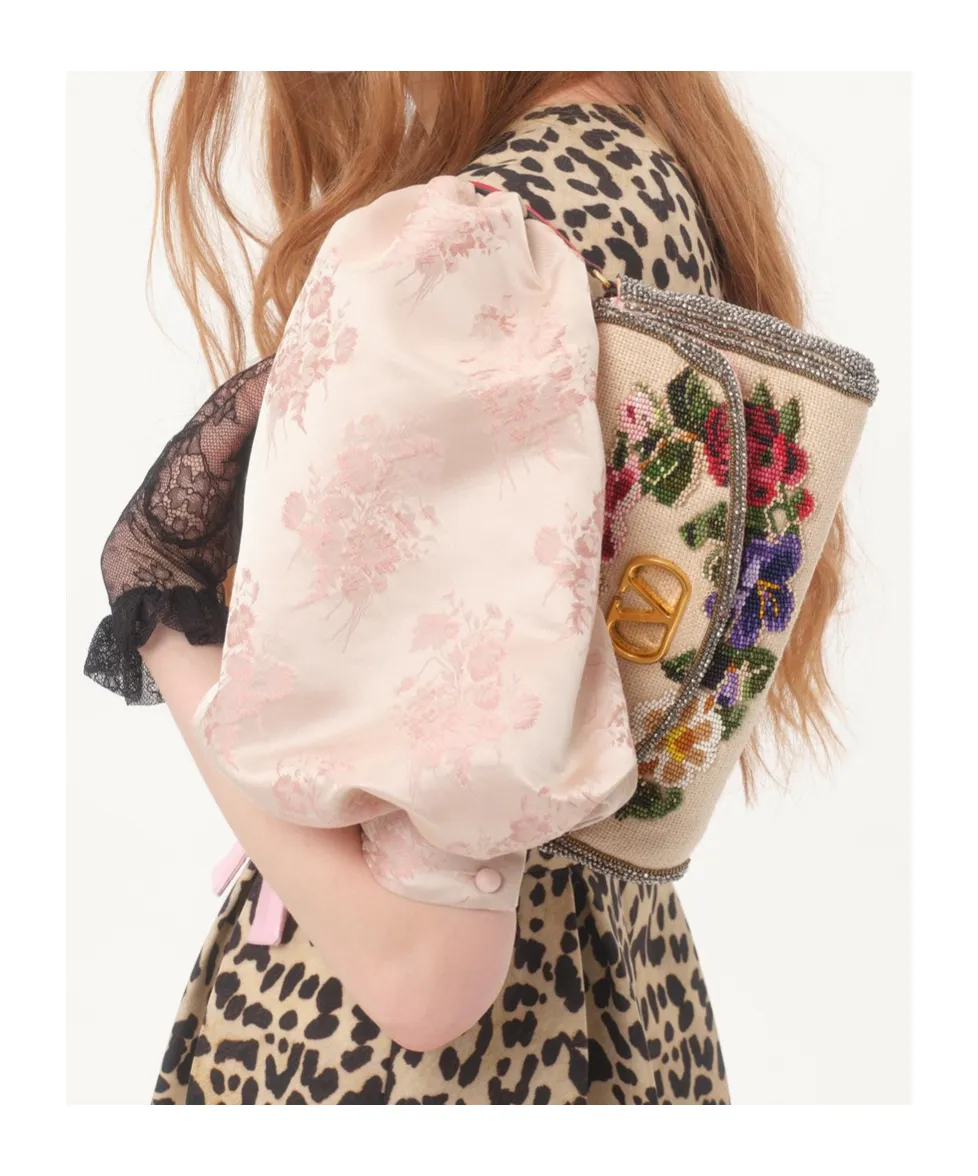 Valentino Garavani Devain Embroidered Small Shoulder Bag