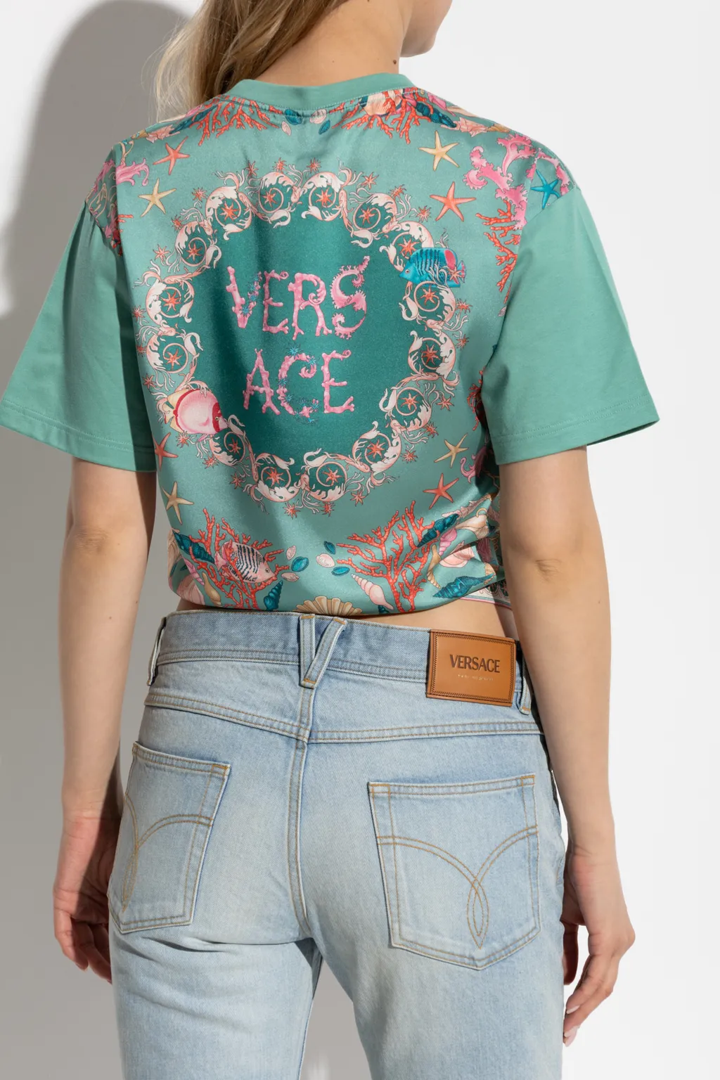 Versace Safety Pin Detailed Crewneck T-Shirt