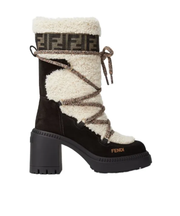 Apres Chic White Shearling And Suede Boots