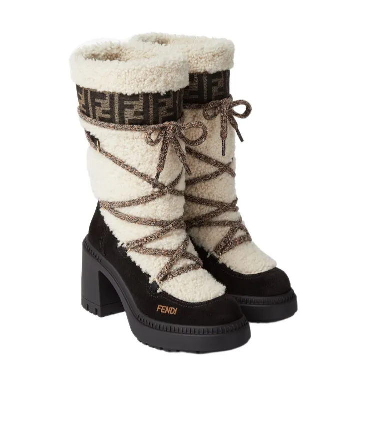 Apres Chic White Shearling And Suede Boots