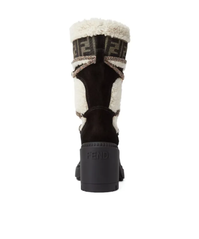 Apres Chic White Shearling And Suede Boots