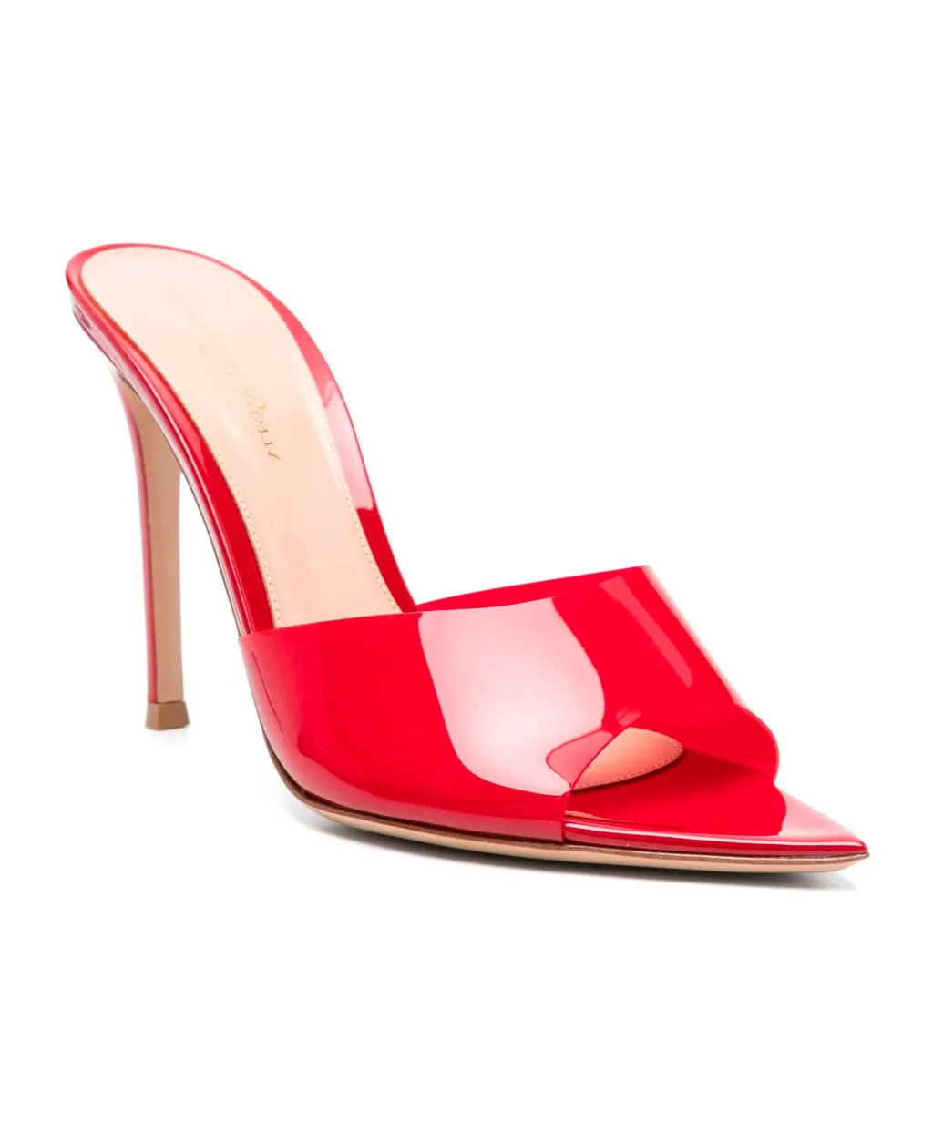 100Mm Leather Heeled Mules